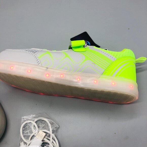 Gleam Kicks high top G65GG shoes LED light glow grey green lace kids 2.5 READ - Picture 9 of 13